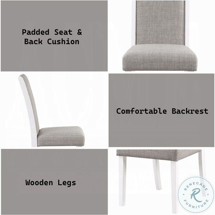 Hollyn Gray Linen and White Side Chair Set of 2
