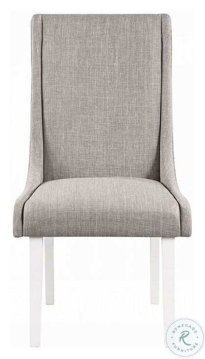 Hollyn Gray Linen and White Wingback Side Chair Set of 2