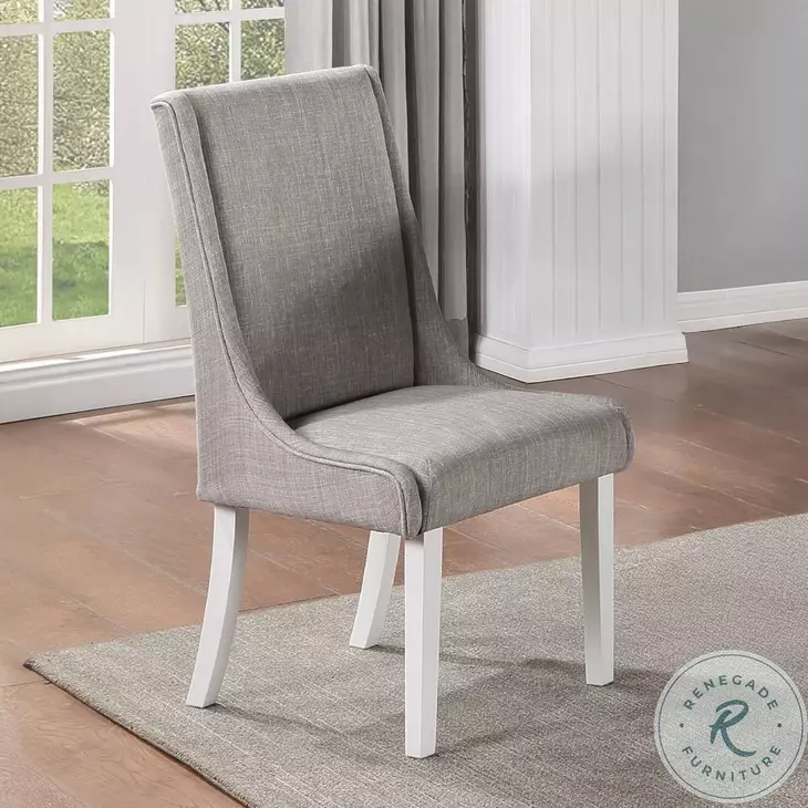 Hollyn Gray Linen and White Wingback Side Chair Set of 2