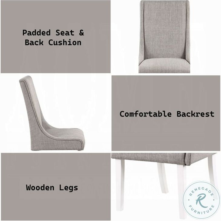 Hollyn Gray Linen and White Wingback Side Chair Set of 2