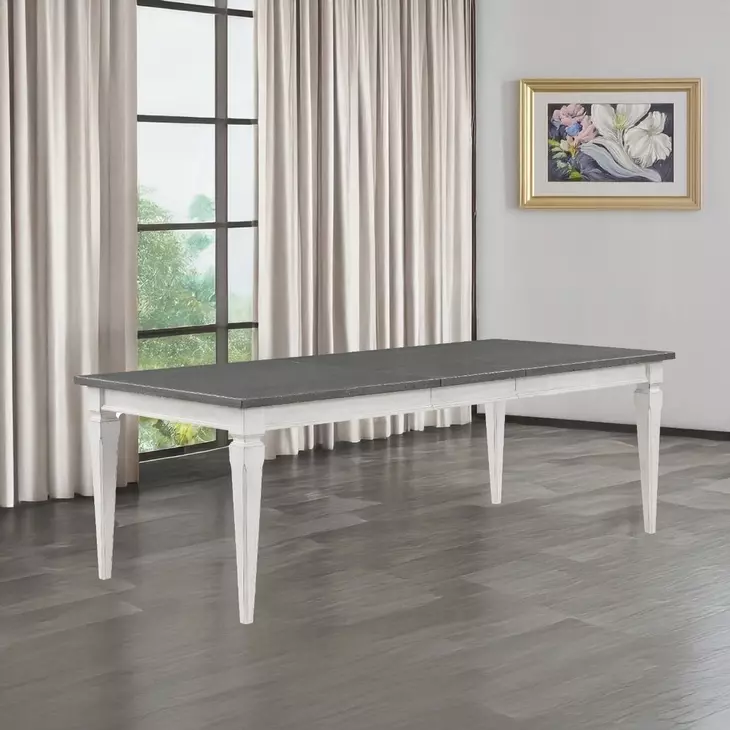 Katia Rustic Gray and Weathered White 90" Rectangular Dining Table