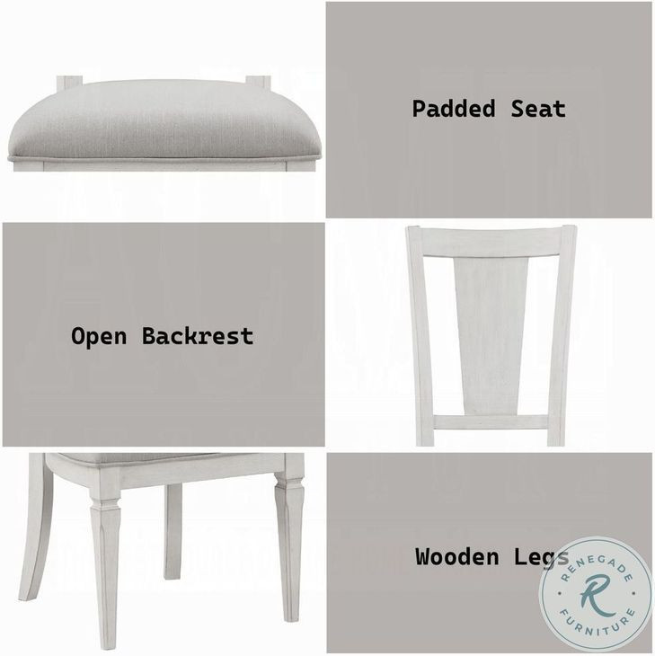 Katia Light Gray Linen and Weathered White Side Chair Set of 2