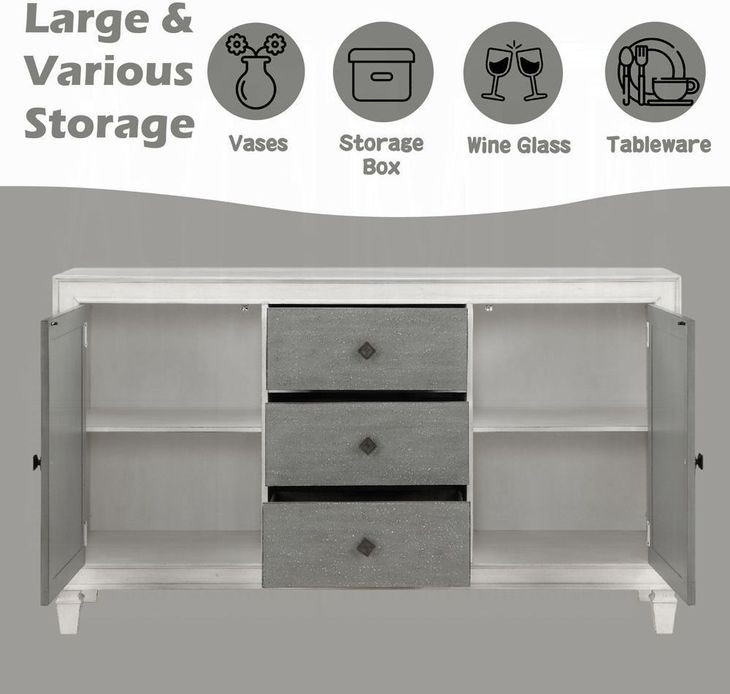 Katia Gray and Weathered White 2 Door Server