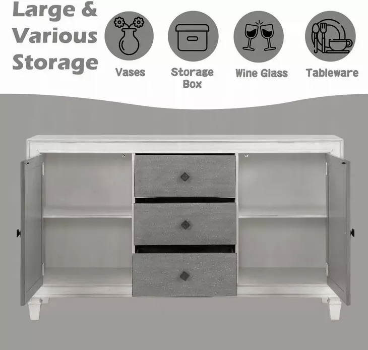 Katia Gray and Weathered White 2 Door Server