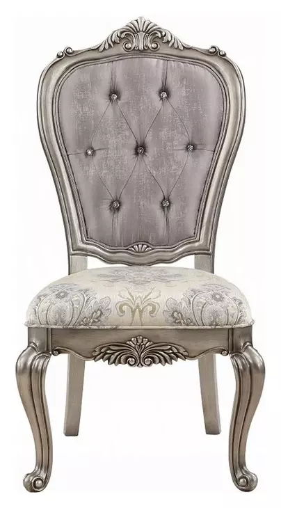 Ariadne Gray and White Upholstered Side Chair Set of 2