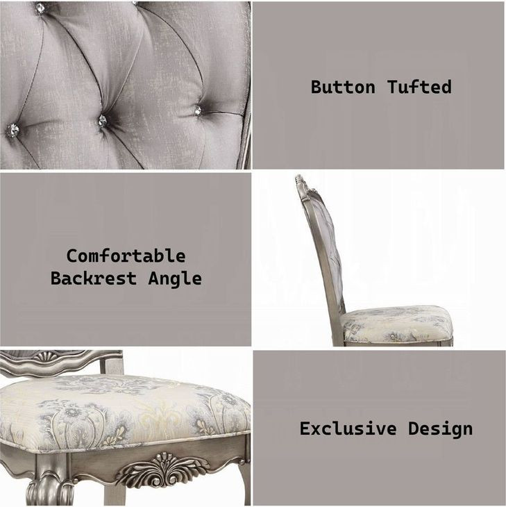 Ariadne Gray and White Upholstered Side Chair Set of 2