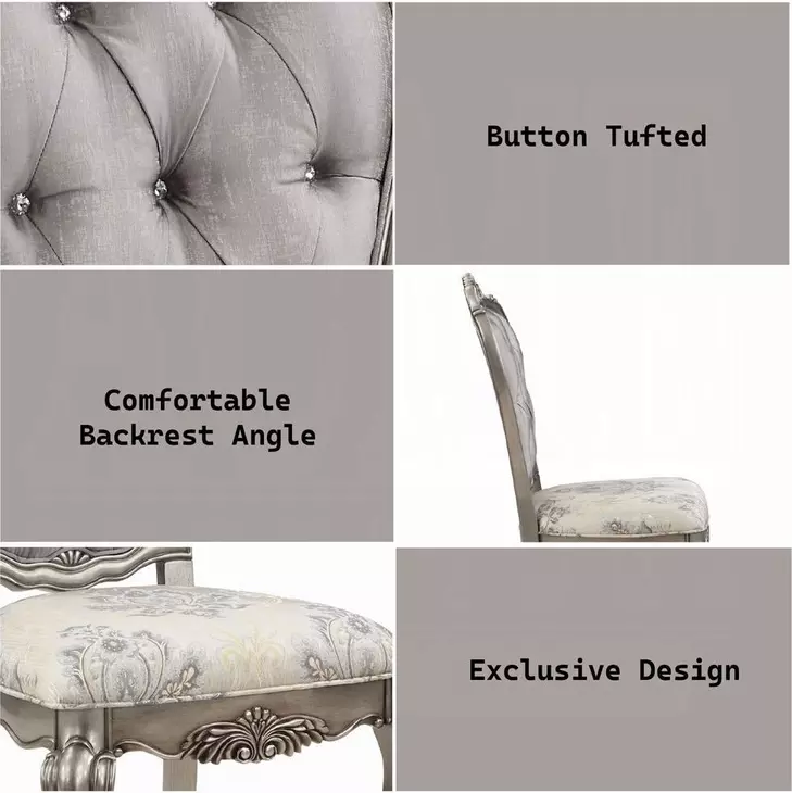 Ariadne Gray and White Upholstered Side Chair Set of 2