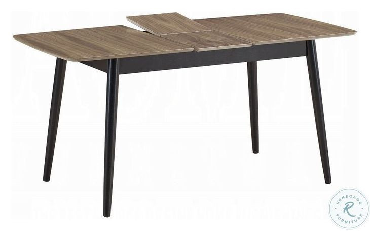 Lanae Natural and Black 63" Extendable Rectangular Dining Table