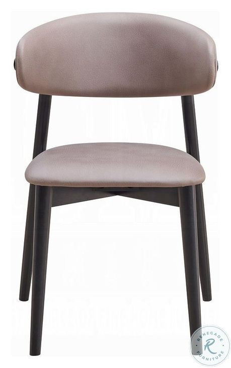 Lanae Gray Polish Microfiber and Black Side Chair Set of 2