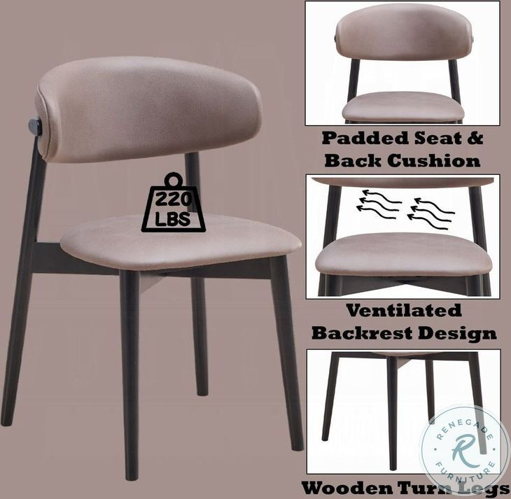 Lanae Gray Polish Microfiber and Black Side Chair Set of 2