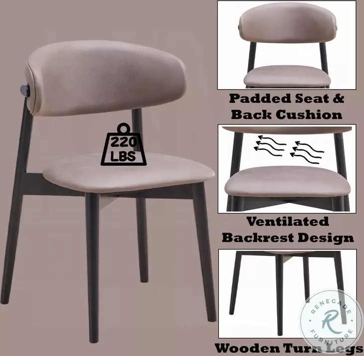 Lanae Gray Polish Microfiber and Black Side Chair Set of 2