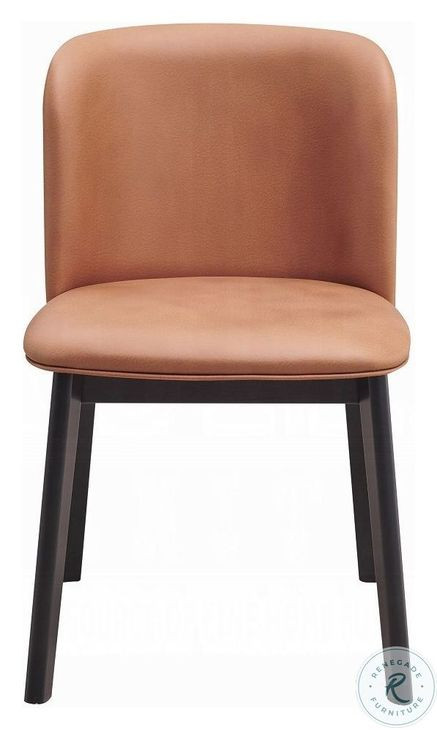 Eliora Camel Polish Microfiber and Black Side Chair Set of 2