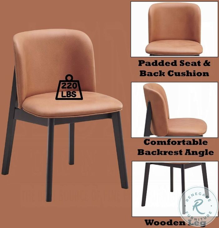 Eliora Camel Polish Microfiber and Black Side Chair Set of 2