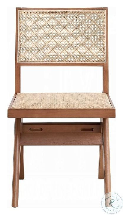 Velentina Rattan and Natural Side Chair Set of 2