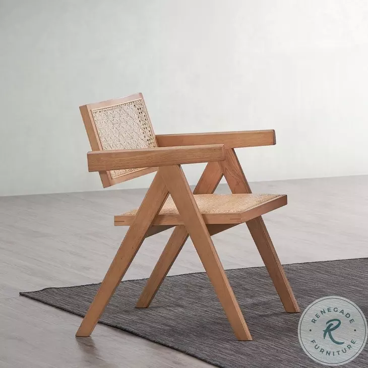 Velentina Rattan and Natural Arm Chair Set of 2