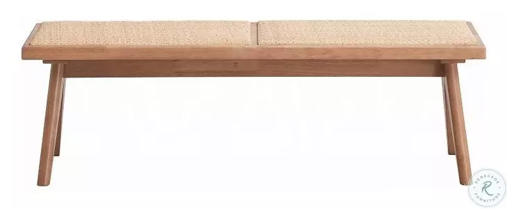 Velentina Rattan and Natural 51" Upholstered Bench