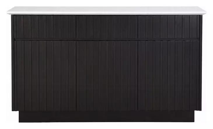 Jaramillo White and Rustic Espresso 3 Door Marble Top Server
