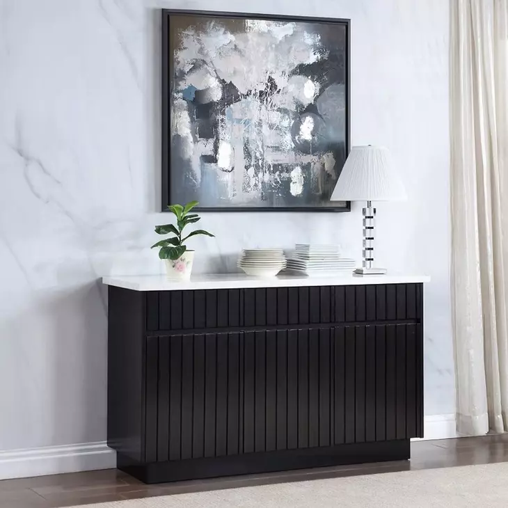 Jaramillo White and Rustic Espresso 3 Door Marble Top Server