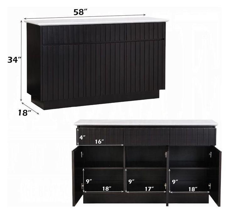 Jaramillo White and Rustic Espresso 3 Door Marble Top Server