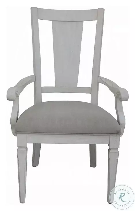 Katia Light Gray Linen and Weathered White Arm Chair Set of 2