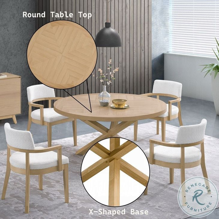 Kasem Oak 54" Round Dining Table