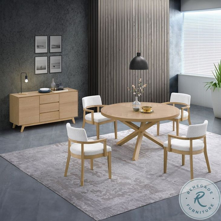 Kasem Oak Round Dining Room Set