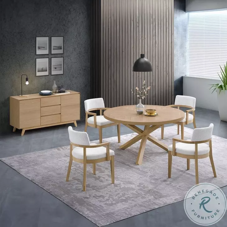 Kasem Oak Round Dining Room Set