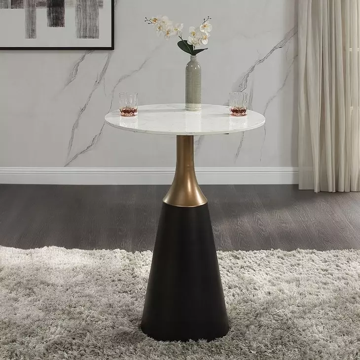 Jaramillo White and Black 28" Round Marble Top Counter Height Table