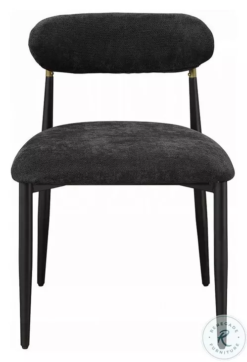 Jaramillo Black Chenille and Black Side Chair Set of 2