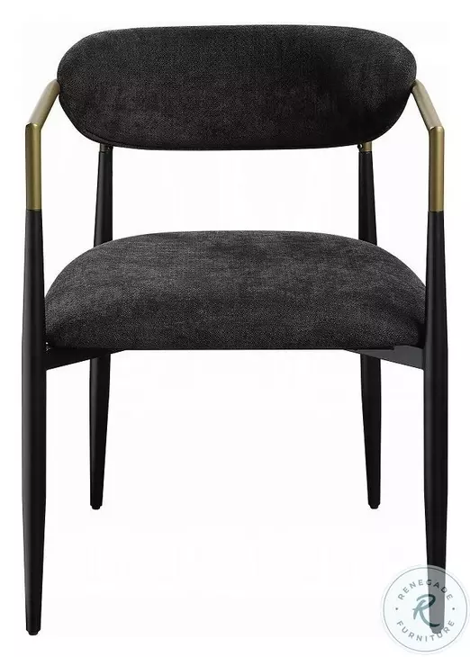 Jaramillo Black Chenille and Black Arm Chair Set of 2
