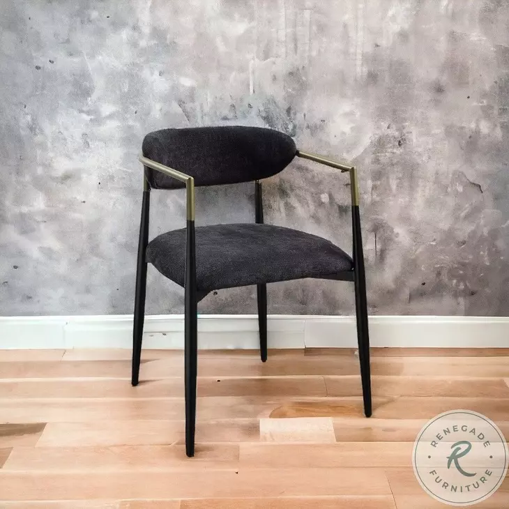 Jaramillo Black Chenille and Black Arm Chair Set of 2