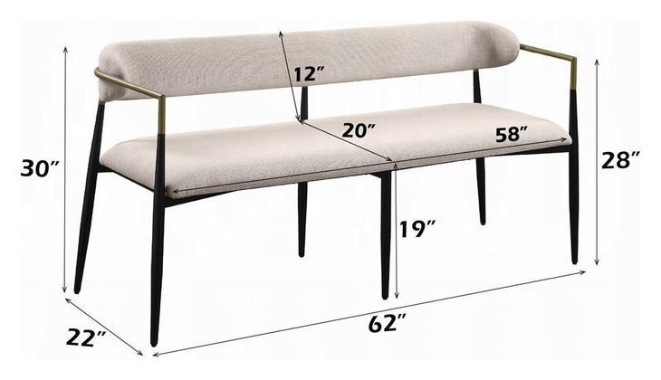 Jaramillo Beige Upholstered 62" Dining Bench