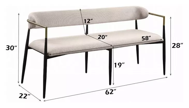 Jaramillo Beige Upholstered 62" Dining Bench