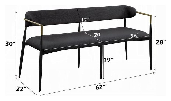 Jaramillo Black Upholstered 62" Dining Bench