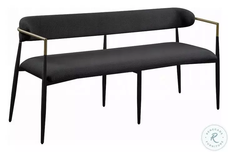 Jaramillo Black Chenille and Black 62" Upholstered Bench