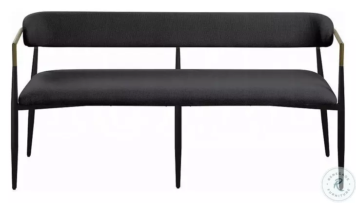 Jaramillo Black Chenille and Black 62" Upholstered Bench