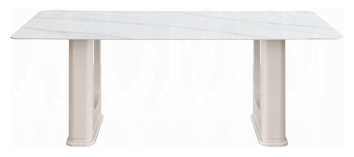 Kalam White and Beige 79" Rectangular Ceramic Top Dining Table