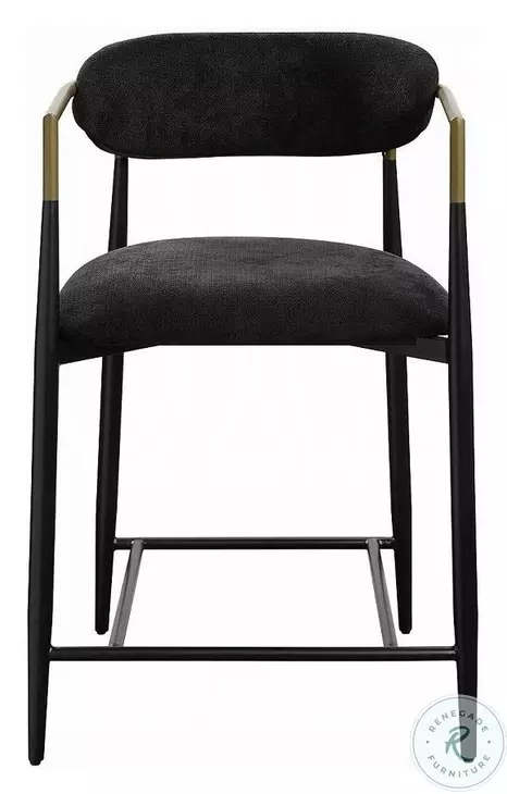 Jaramillo Black Chenille and Black Counter Height Chair Set of 2
