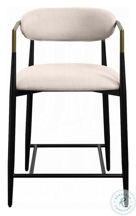 Jaramillo Beige Linen and Black Counter Height Chair Set of 2