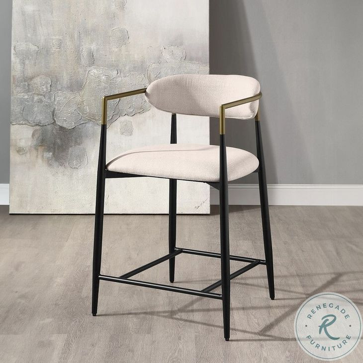 Jaramillo Beige Linen and Black Counter Height Chair Set of 2