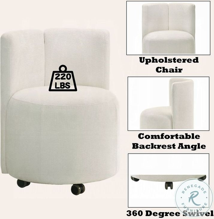 Blayde White Chenille Side Chair with Swivel Set of 2