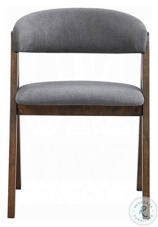 Keiki Gray Fabric and Walnut Side Chair Set of 2