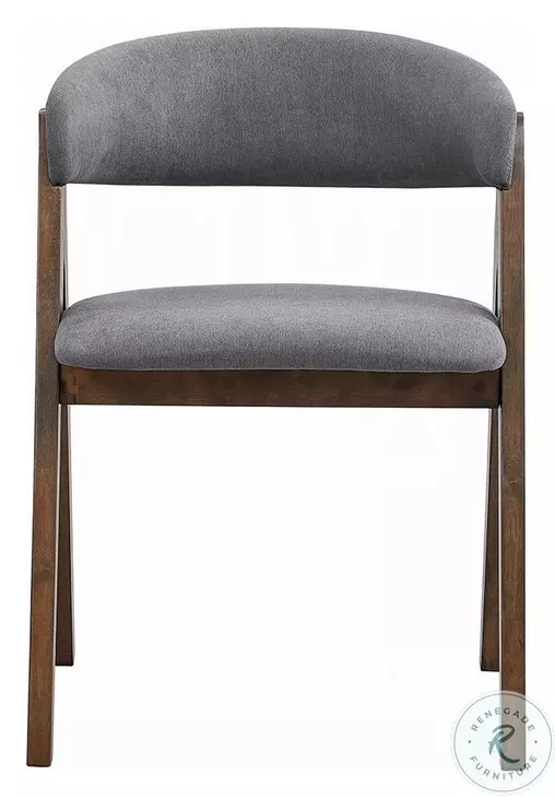 Keiki Gray Fabric and Walnut Side Chair Set of 2