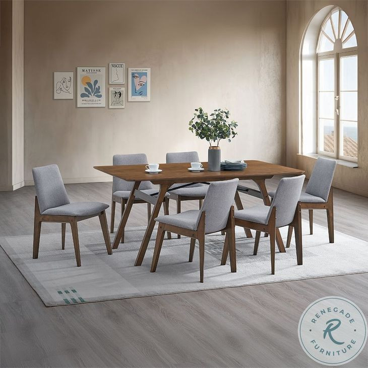 Kaela Walnut Rectangular Dining Room Set