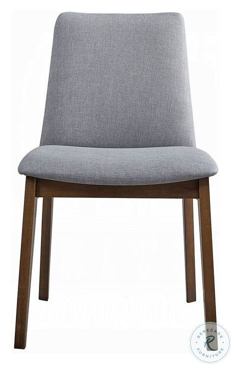 kaela Light Gray Fabric and Walnut Side Chair Set of 2