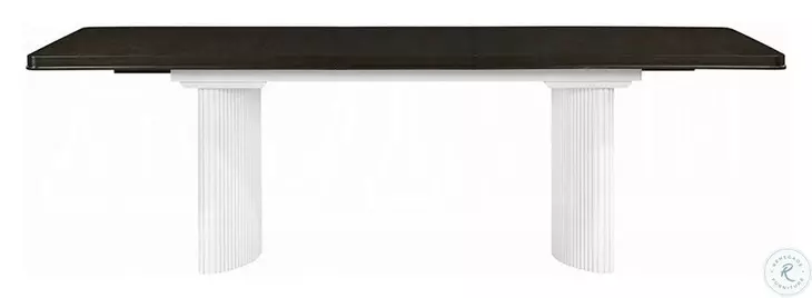 Carena White and Walnut 96" Extendable Rectangular Dining Table with Leaf