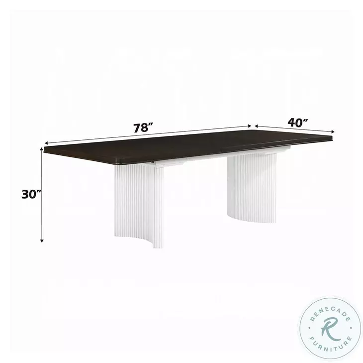 Carena White and Walnut 96" Extendable Rectangular Dining Table with Leaf