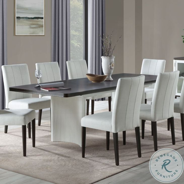 Carena White and Walnut Extendable Rectangular Dining Room Set