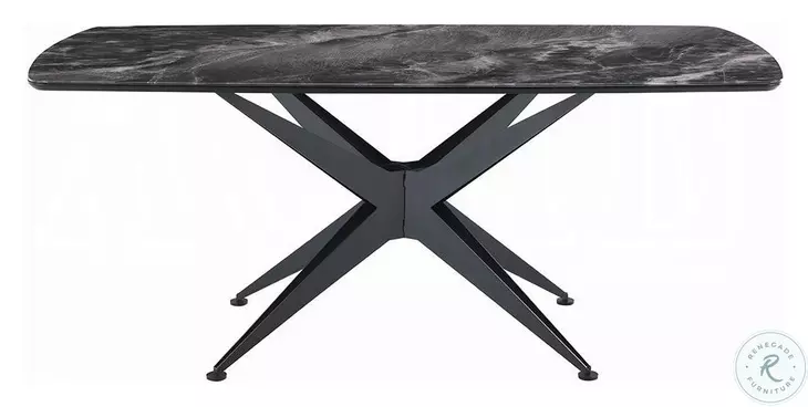 Klaus Crystal Tempered Glass Top and Black 71" Rectangular Dining Table