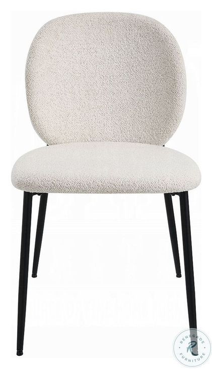 Klaus White Boucle and Black Side Chair Set of 2